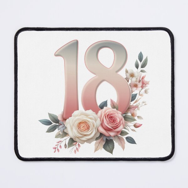 Item preview, 18th Birthday, floral, number 18, girl’s designed and sold by iclipart.