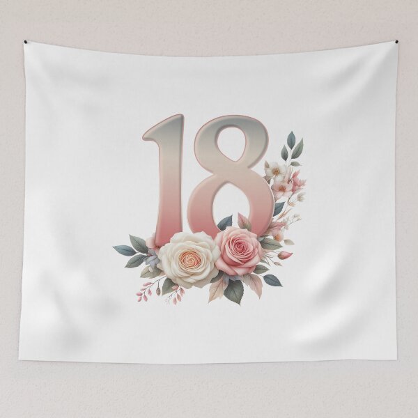 Item preview, 18th Birthday, floral, number 18, girl’s designed and sold by iclipart.
