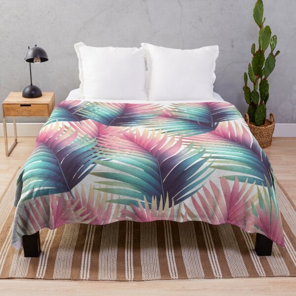 Item preview, Colourful pastel tropical palm leaf seamless designed and sold by TheSeasonalYard.