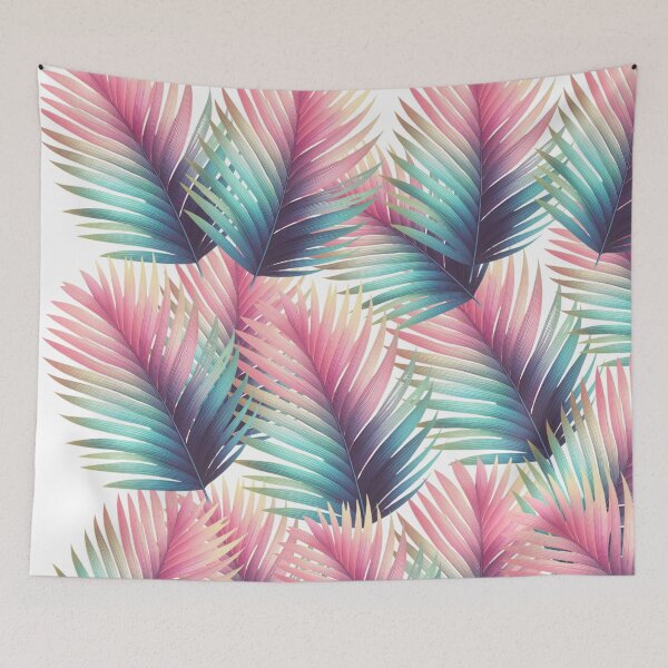 Item preview, Colourful pastel tropical palm leaf seamless  designed and sold by TheSeasonalYard.