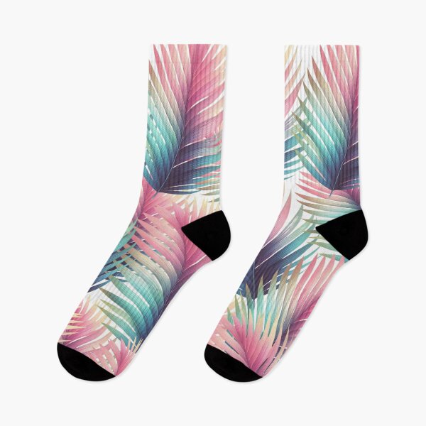 Item preview, Colourful pastel tropical palm leaf seamless  designed and sold by TheSeasonalYard.