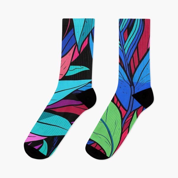 Item preview, Vibrant Jungle Leaves in Electric Neon Shades designed and sold by ArtComixHaven.