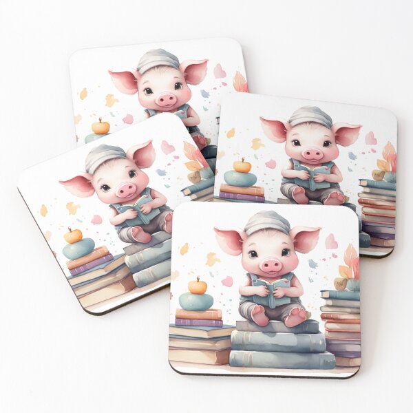 Item preview, Adorable Baby Pig on a Stack of Books designed and sold by Pawsandco.