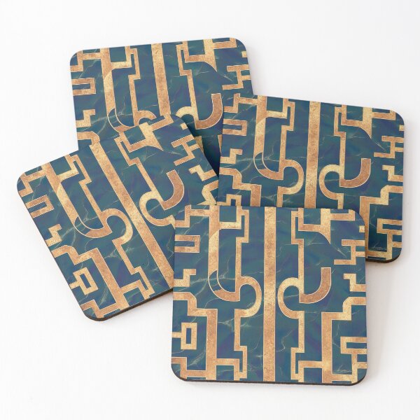 Item preview,  Blue and  Gold Greek Key Pattern designed and sold by Tamas Das.