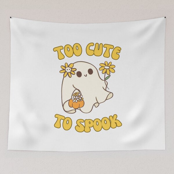 Item preview, To cute to spook. Cute little ghost with yellow flowers designed and sold by Invisible-Cult.