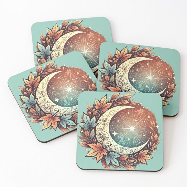 Item preview, Mystical Crescent Moon & Autumn Leaves - Dreamy Fall Design” designed and sold by CreationbyNiki.