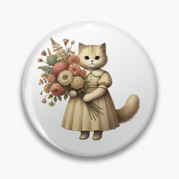 Item preview, Girl cat holding flower designed and sold by II0FU5.