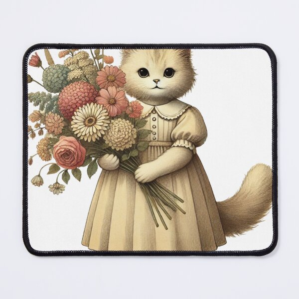 Item preview, Girl cat holding flower designed and sold by II0FU5.