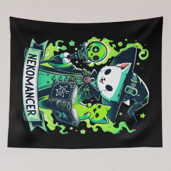 Item preview, Spooky Funny Nekomancer Witchy White Cat designed and sold by TomFrontierArt.