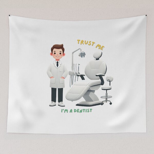 Item preview, Trust me i'm a dentist cartoon dentist with chair designed and sold by NebulaLabs.