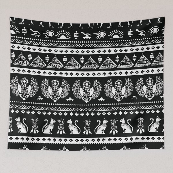 Item preview, Egyptian Design Print Pattern Black white designed and sold by Kriengsaktalek.