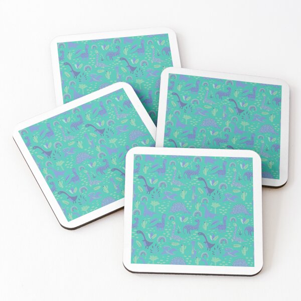 Item preview, Inky Purple Dinosaurs on a Turquoise Background designed and sold by daniela-rus.