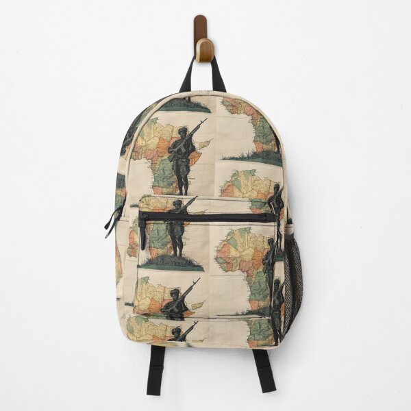 Item preview, "Guarding the Continent: Military Figure Overlaid on African Map – Historic and Geopolitical Art" designed and sold by MotivMax.
