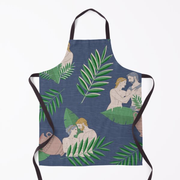 Item preview, Antique lovers with clay pot and palm branches on a blue background designed and sold by Elisabeth Kochenburger.