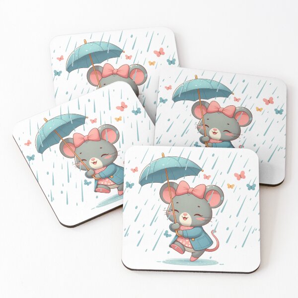 Item preview, Dancing Kawaii Mouse in the Rain designed and sold by istoriadesign.