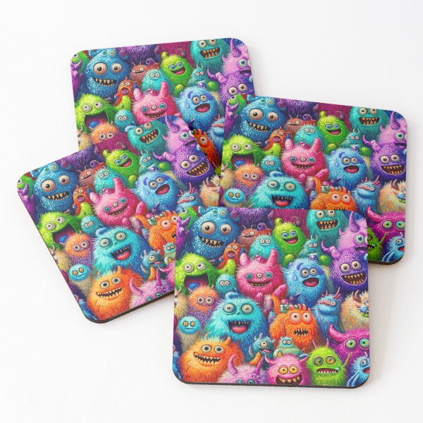 Item preview, Furry Colorful Monsters in a Playful Crowd Scene designed and sold by Vinson-MFG.