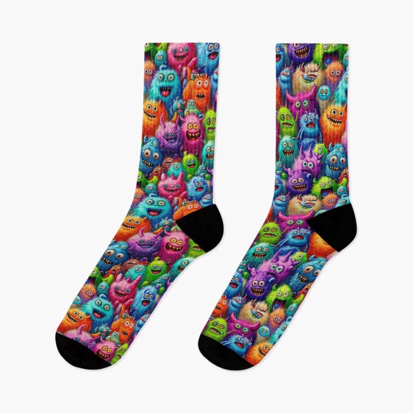 Item preview, Furry Colorful Monsters in a Playful Crowd Scene designed and sold by Vinson-MFG.