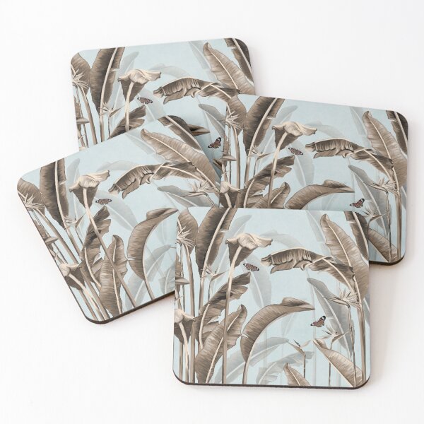 Item preview, pattern tropical forest  wallpaper with palm panna trees, plants butterflies and dray background designed and sold by hAITHAM1985.