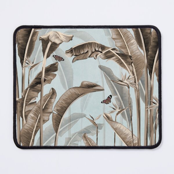 Item preview, pattern tropical forest wallpaper with palm panna trees, plants butterflies and dray background designed and sold by hAITHAM1985.
