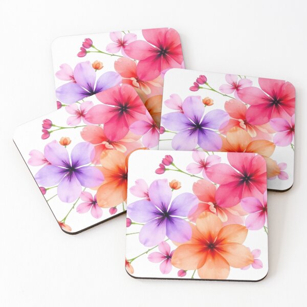Item preview, Vibrant Floral Watercolor Pattern with Pink, Purple, and Orange Blooms designed and sold by lamp148.