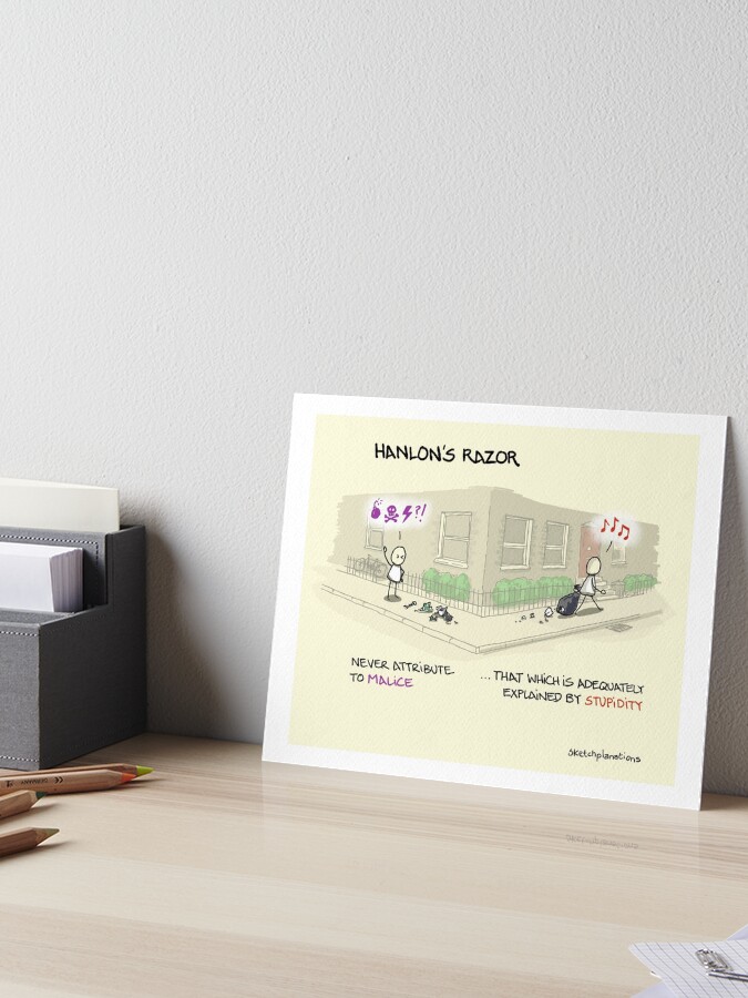 Thumbnail 1 of 2, Art Board Print, Hanlon's Razor designed and sold by sketchplanator.