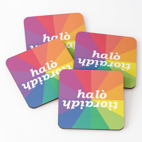 Item preview, halò tìoraidh (hello cherrio in Scottish Gaelic) with rainbow brust background designed and sold by Mamaidh Made.