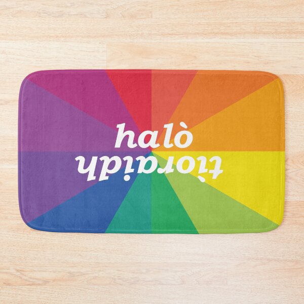 Item preview, halò tìoraidh (hello cherrio in Scottish Gaelic) with rainbow brust background designed and sold by Mamaidh Made.