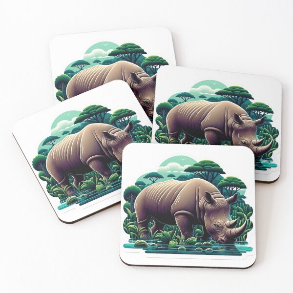 Item preview, Majestic Javan Rhinoceros Grazing in a Lush Tropical Swamp designed and sold by KreaDesignOne.