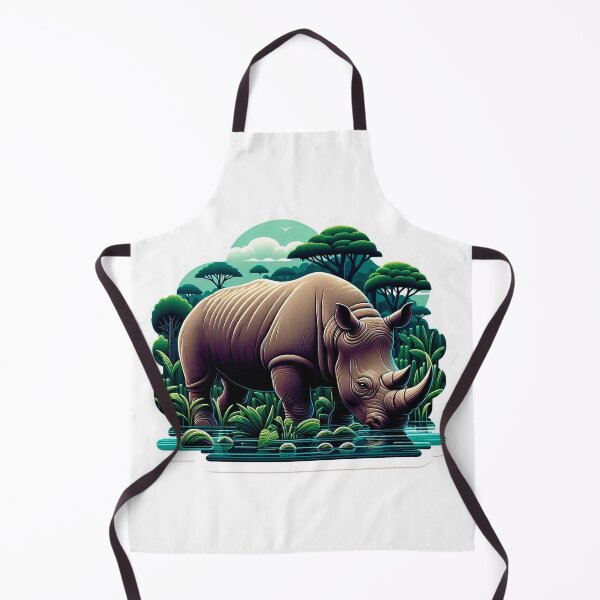 Item preview, Majestic Javan Rhinoceros Grazing in a Lush Tropical Swamp designed and sold by KreaDesignOne.