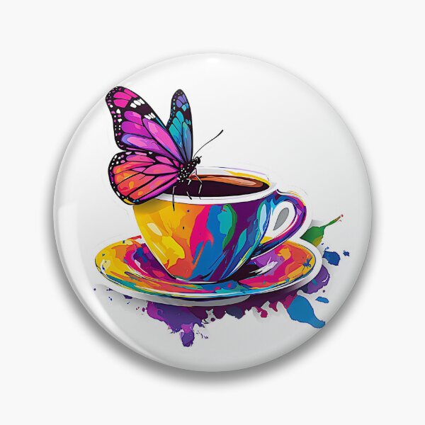 Artikelvorschau, Schmetterling auf bunter Tasse entworfen und verkauft von VictoriaReznik.