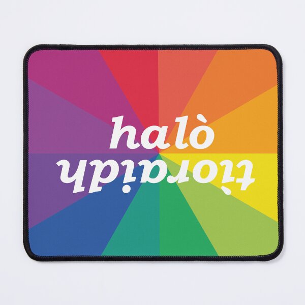 Item preview, halò tìoraidh (hello cherrio in Scottish Gaelic) with rainbow brust background designed and sold by Mamaidh Made.