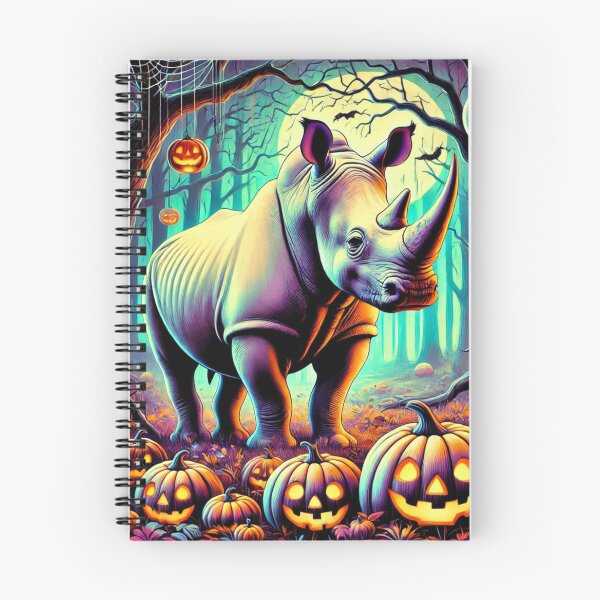 Item preview, Halloween Rhino Amidst Glowing Jack-o'-Lanterns designed and sold by takeng07.