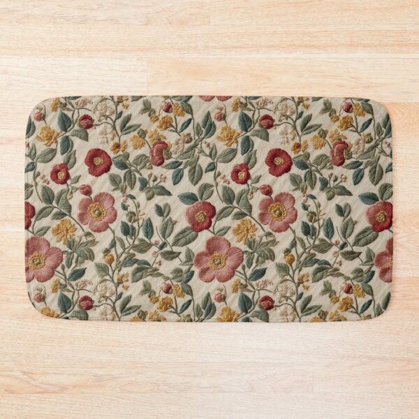 Item preview, Faux Embroidery Botanical Floral Pattern designed and sold by FlowerMeFlorals.