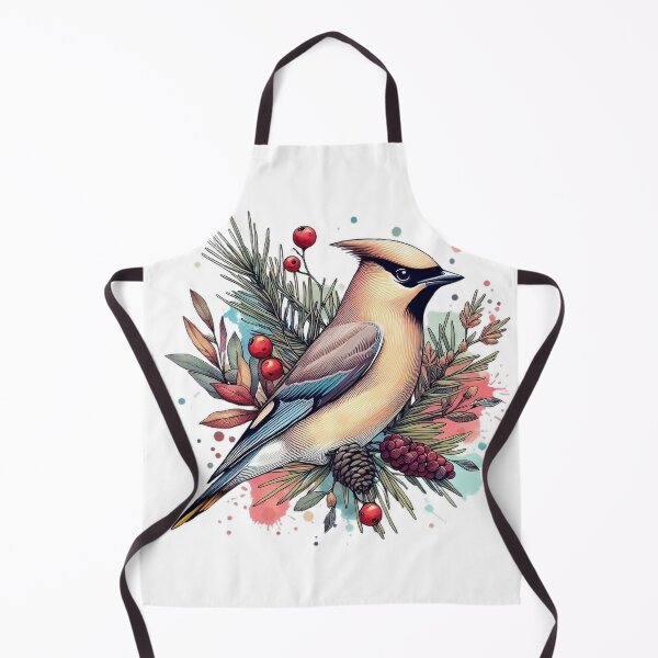 Item preview, A beautiful colorful Cedar Waxwing bird with various leaves and fruits designed and sold by Marcoshop10.