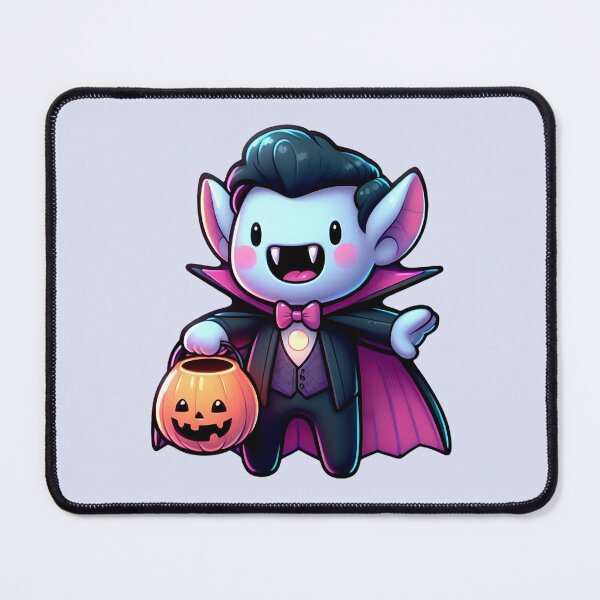 Item preview, Adorable Vampire with Pumpkin Trick-or-Treat Bucket designed and sold by Kwanbaba21.