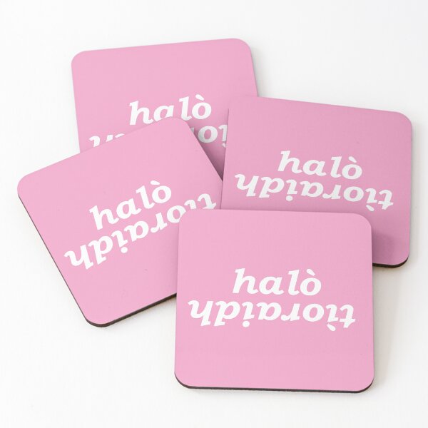 Item preview, halò tìoraidh (hello cherrio in Scottish Gaelic) with pink pastle background designed and sold by Mamaidh Made.