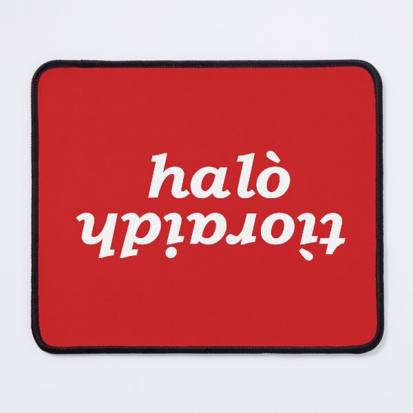 Item preview, halò tìoraidh (hello cherrio in Scottish Gaelic) with red background designed and sold by Mamaidh Made.