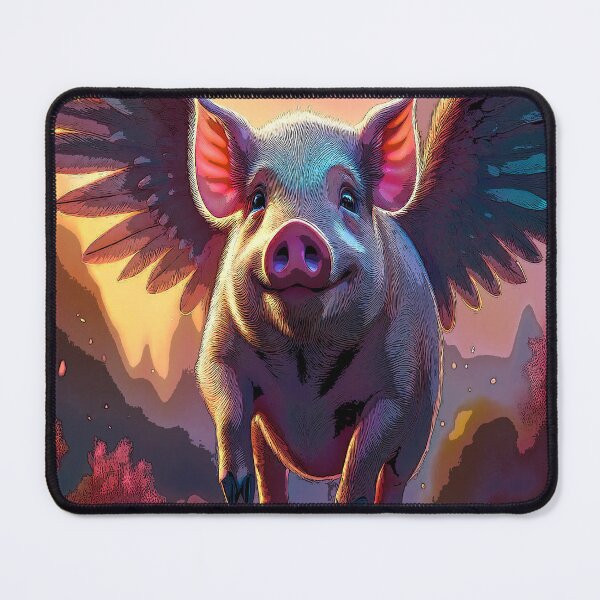 Item preview, Wings & Giggles: Cute Funny Pig Art designed and sold by CharlieMakes.