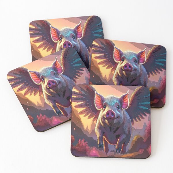 Item preview, Wings & Giggles: Cute Funny Pig Art designed and sold by CharlieMakes.