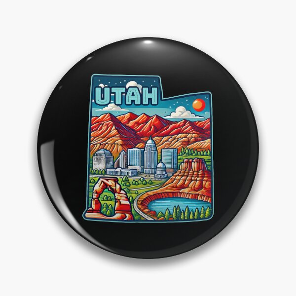 Item preview, Utah State Map USA Skyline and Landmarks Illustration- travel souvenir art designed and sold by Unitepeople.