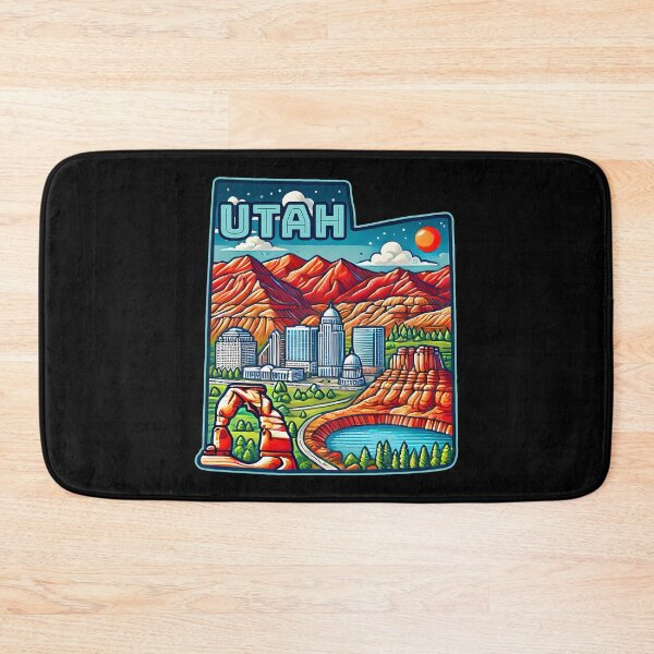 Item preview, Utah State Map USA Skyline and Landmarks Illustration- travel souvenir art designed and sold by Unitepeople.