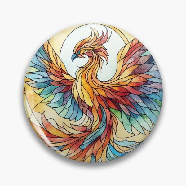 Artikelvorschau, Mehrfarbiger Phönix aus Buntglas entworfen und verkauft von Pixelalchemy31.