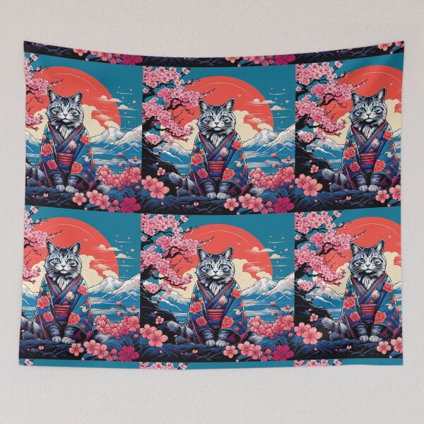 Item preview, japanese aesthetic cat kimono  designed and sold by Catophile.