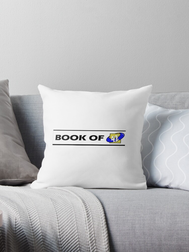 Thumbnail 1 of 4, Pillow, 42 Stories Anthology Book of 42² title blue and yellow and white designed and sold by bamwrites.