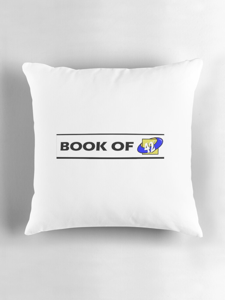 Thumbnail 3 of 4, Pillow, 42 Stories Anthology Book of 42² title blue and yellow and white designed and sold by bamwrites.