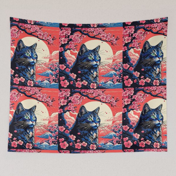 Item preview, cute kimono cat with sakura and japanese style designed and sold by Catophile.