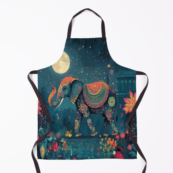 Item preview, Colourful decorated elephant surrounded by flowers designed and sold by BeatnikBuddha.