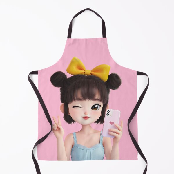 Item preview, Cute Girl with Phone, Smiling and Showing Two Fingers designed and sold by Blossence Designs.
