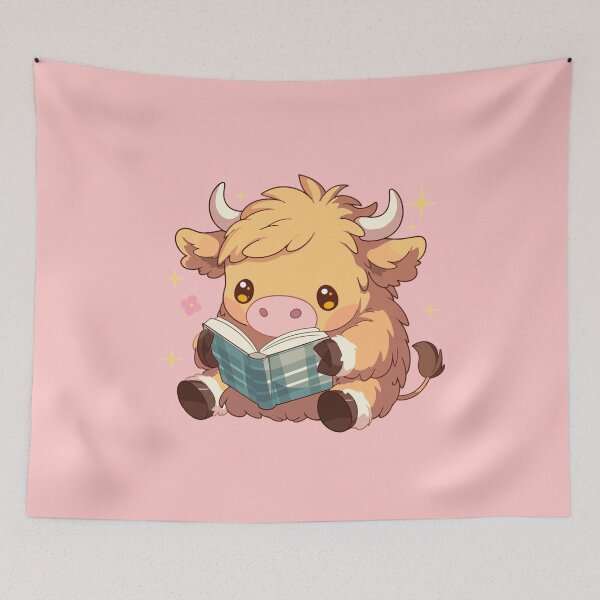 Item preview, Cute Bookish Baby Highland Cow designed and sold by RetroPrints.