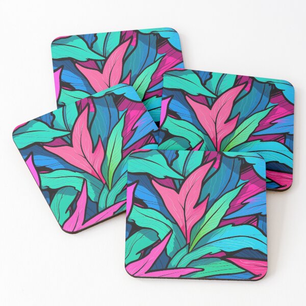Item preview, Vivid Tropical Foliage with Bold Pink Hues designed and sold by ArtComixHaven.